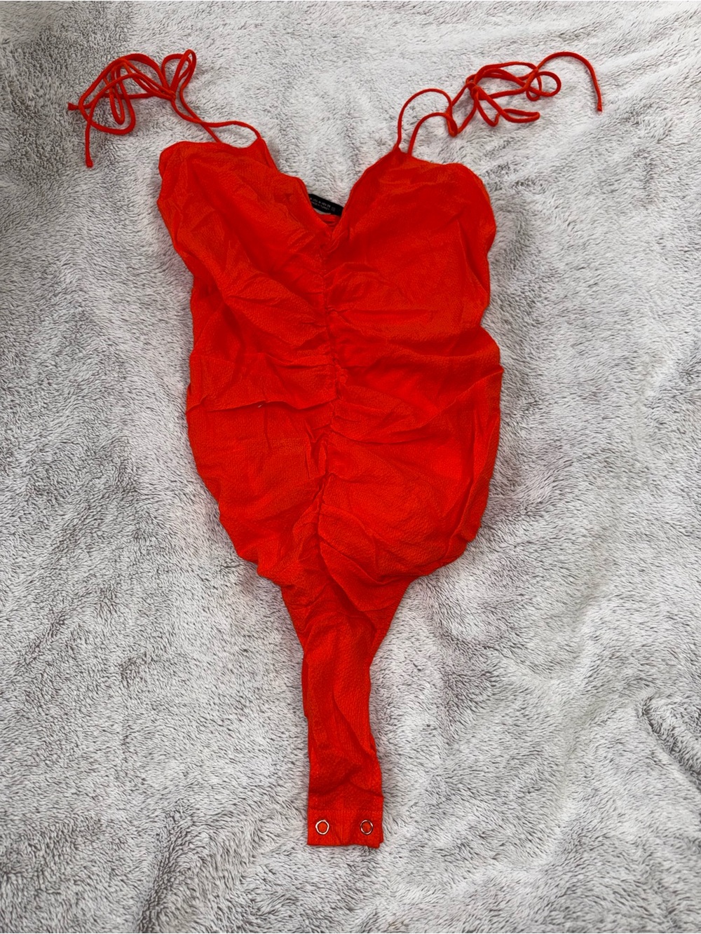 Zara Red Ruched One-Piece Bodysuit
